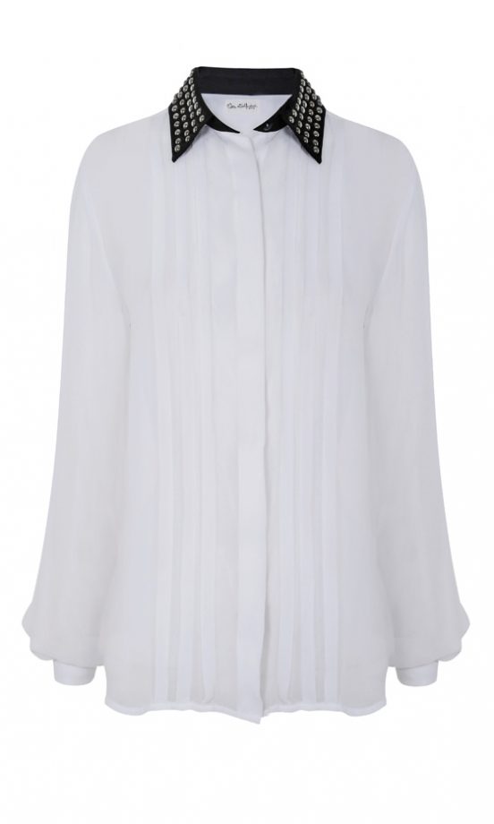 Miss Selfridge SS12 White Shirt With Black Collar