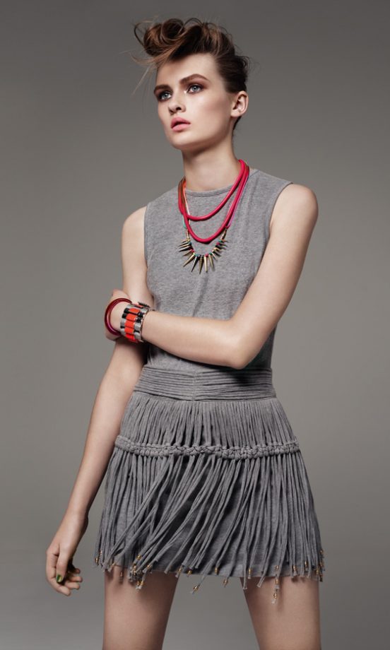 Topshop SS12 Grey Fringed Dress