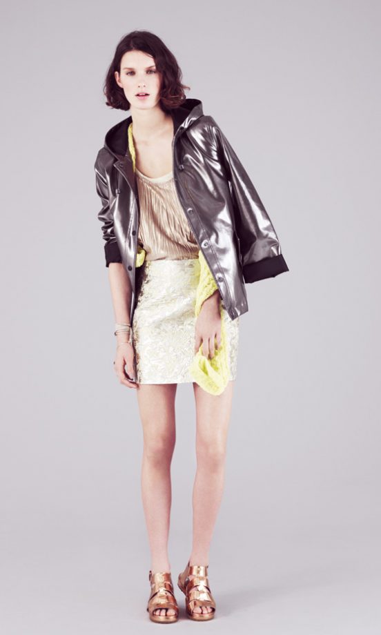 Topshop's SS12 Metallic Jacket Over Pastel Top And Skirt