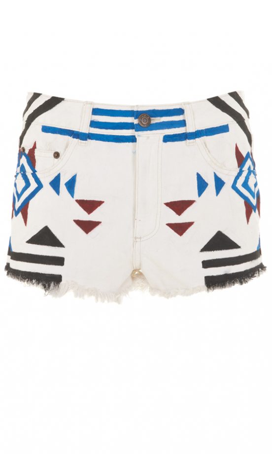 Topshop's SS12 White Aztec Pattern Shorts