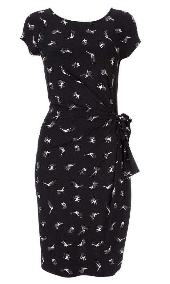 Wallis Black Bird Print Belted Dress, £36
