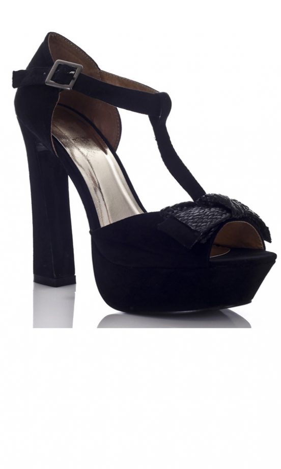 A|wear Black Larma Bow T-Bar Block Heels, £50