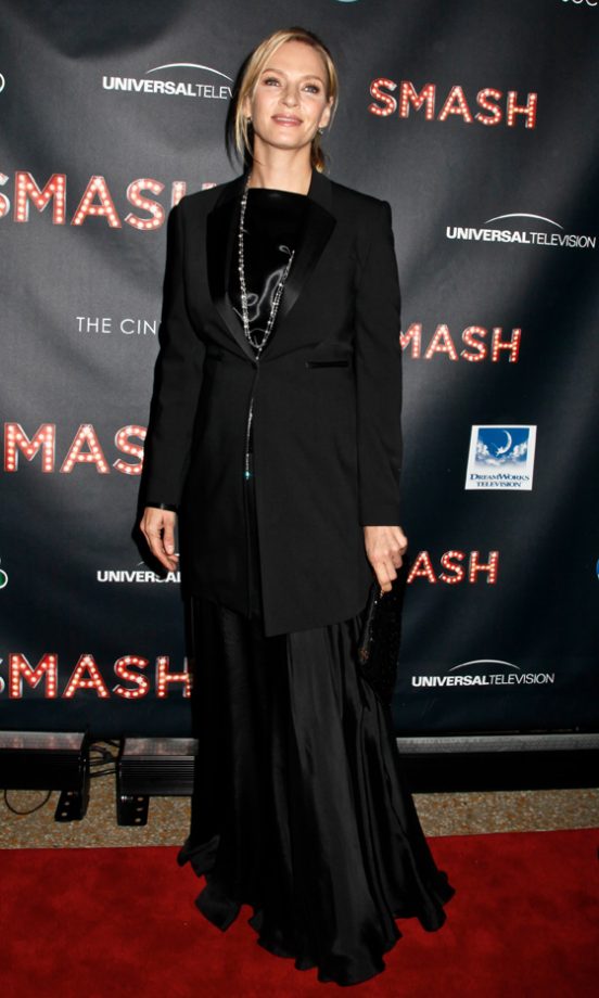 Uma Thurman Worked Head-To-Toe Black At The Smash TV Series Premiere, 2012