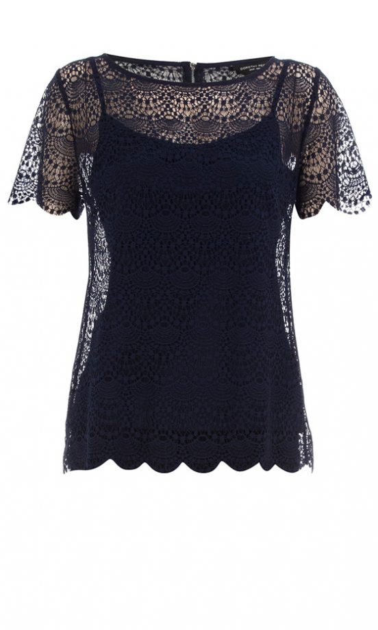 Dorothy Perkins Navy Lace Tee, £29.50
