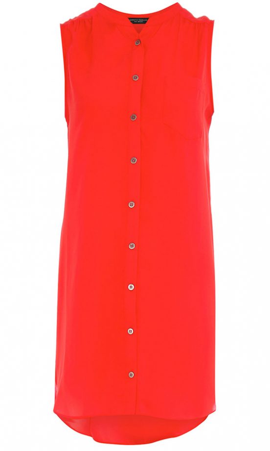 Dorothy Perkins Red Long-Line Shirt, WAS £28, NOW £17