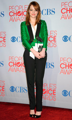 Emma Stone shone at The People's Choice Awards in a green Gucci blazer and black trousers