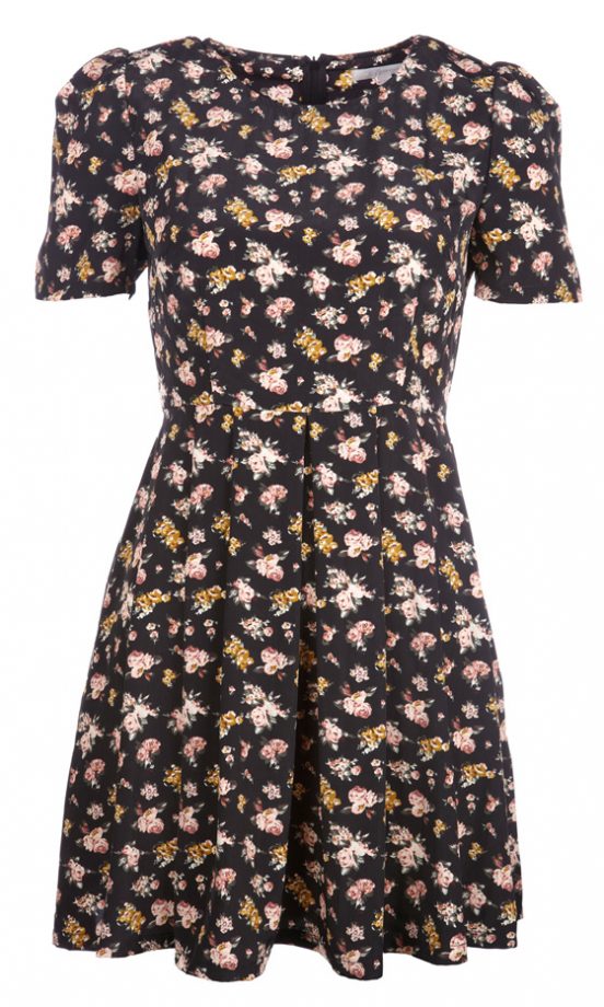 Fashion Union Black Glamorous Rose Print Dress, £25