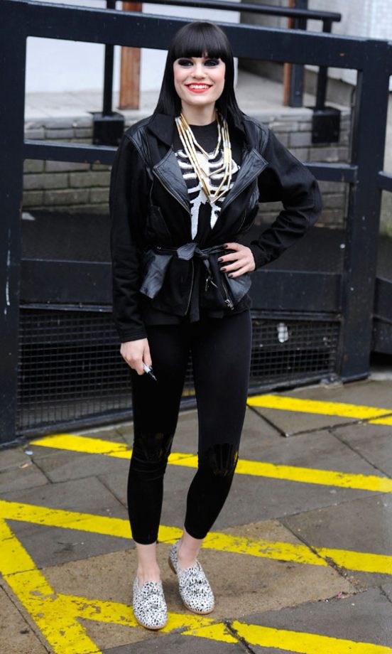 Jessie J Rocked Her Trademark Rock Chick Look Leaving TV Studios In London, March 2011
