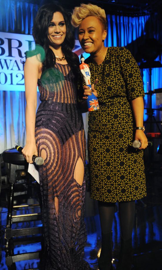 Jessie J And Emeli Sande On Stage At The Brit Awards Nominations Party 2012