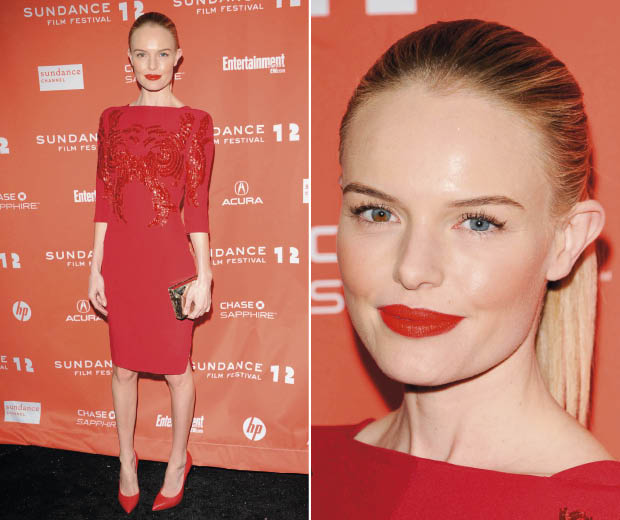 Kate Bosworth wearing red Antonio Berardi at the Sundance Film Festival in Utah
