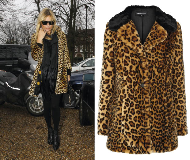 Get Kate Moss's look with this gorgeous leopard print coat from Warehouse - now only £40 in the sale!