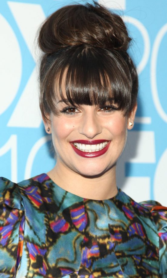 Lea Michele's Heavy Fringe Is The Perfect Complement To Her Glossy Hairstyle