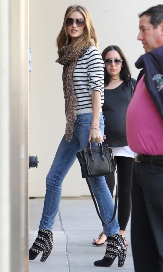 Rosie Huntington-Whiteley Worked A Breton Top With Amazing Stuuded Boots In LA, 2011