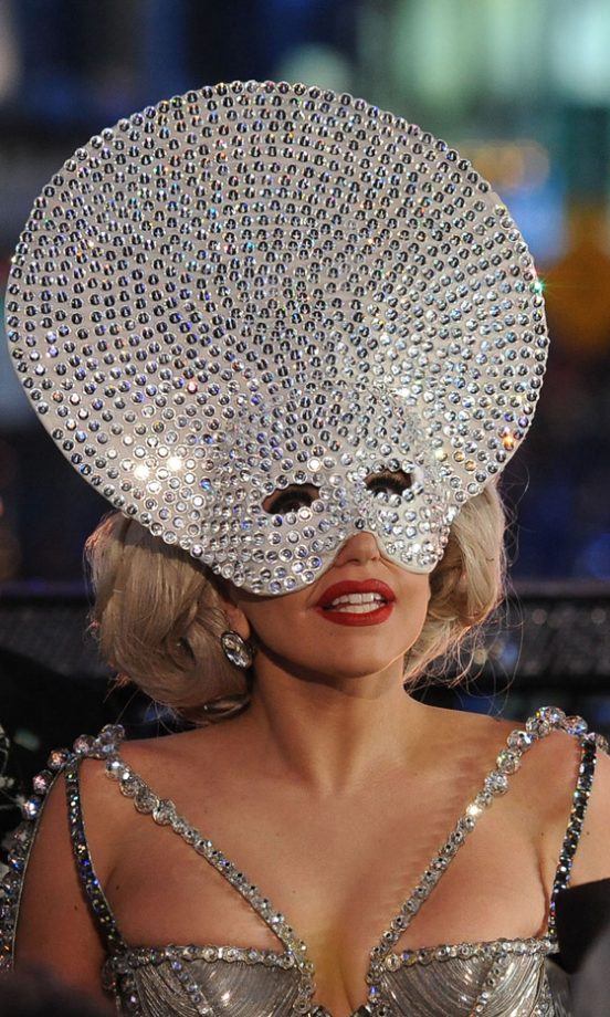 Lady GaGa Teamed Her Silver Gown With A Sparkly Mask On New Year's Eve, 2011