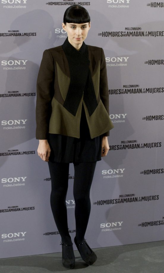 Rooney Mara Worked A Givenchy Military Patchwork Jacket To The Girl With The Dragon Tattoo Photocall In Madrid, 2012