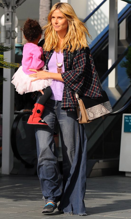 Yummy Mummy Heidi Klum Looked Fab In A Checked Jacket And Baggy Jeans, 2012