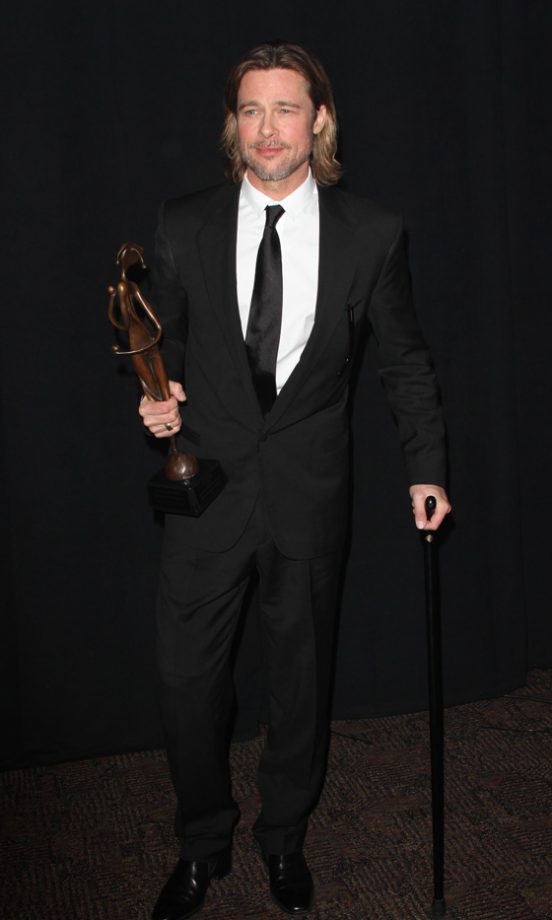 Brad Pitt Looked Dapper At The Palm Springs Film Festival Wearing A Classic Black Suit And Cane, 2012