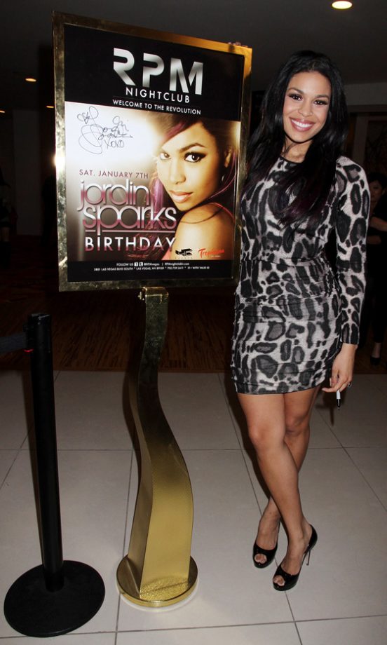 Jordin Sparks Celebrated Her Birthday At The RPM Nightclub In Las Vegas Wearing An Unforgiving Animal Print Dress, 2012
