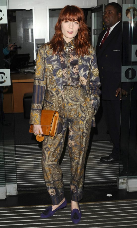 Florence Welch Worked Yet Another Eclectic Fashion Mix Ouside The BBC Radio 1 Studios, 2012