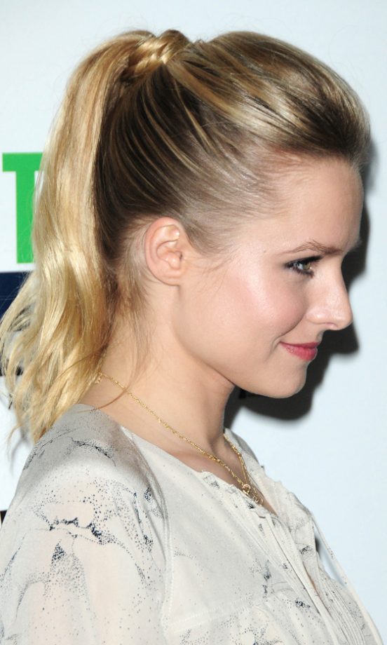 We'll Be Rocking A Quirky Ponytail Hairstyle Like Kristen Bell On Friday Night!