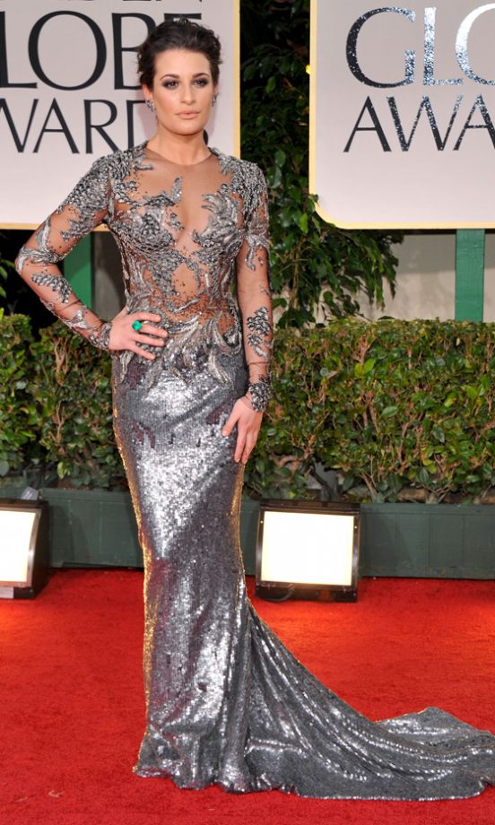Lea Michele Stunned In Marchesa At The Golden Globes 2012