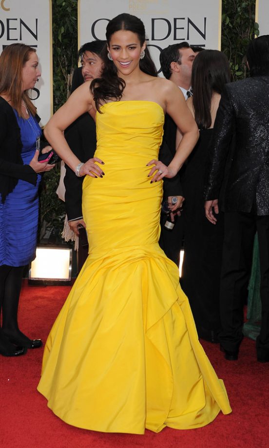 Paula Patton In Monique Lhuillier At The Golden Globes 2012