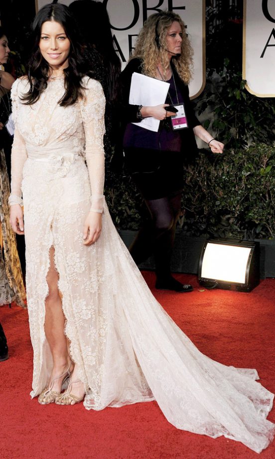 Jessica Biel In Elie Saab At The Golden Globes 2012