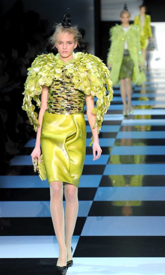 A Model On The Catwalk At The Giorgio Armani Haute Couture Fashion Show SS12