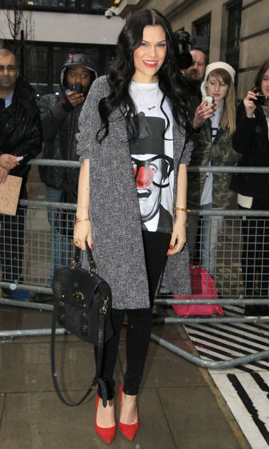 Jessie J Keeps It Casual Outside The BBC Radio 2 Studios, 2013