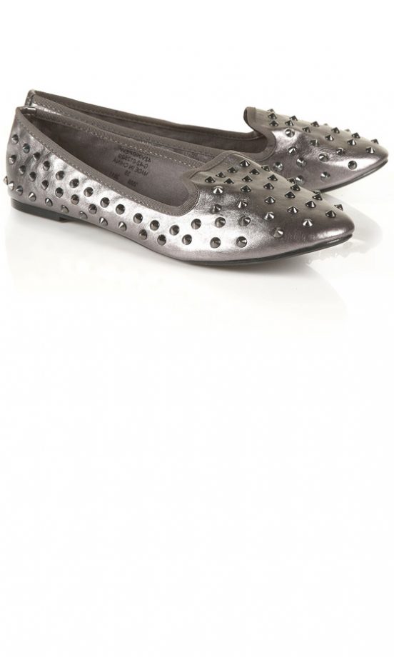 Topshop Pewter Slipper Studded Loafers, £28