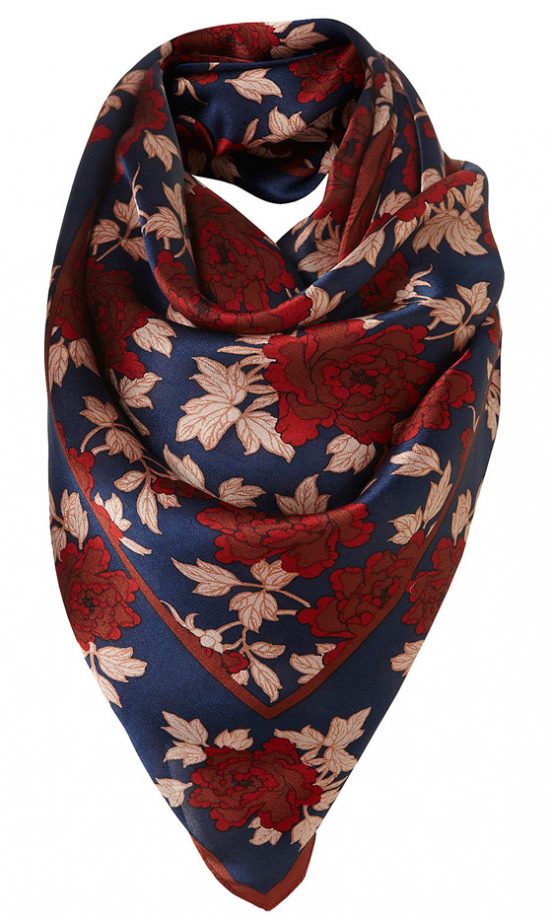 Topshop Navy Floral Print Silk, £28