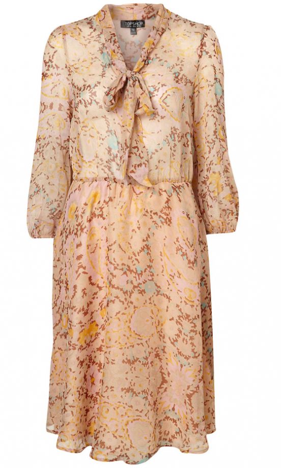Topshop Floral Print Pussybow Dress, WAS £75, NOW £20
