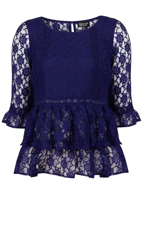 Topshop Lace And Peplum Blouse, WAS £36, £18