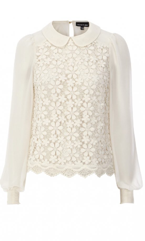 Warehouse Lace Front Peter Pan Shell Top, £48