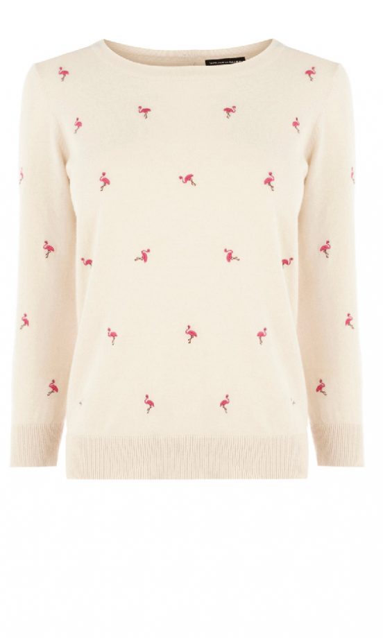 Warehouse Embroidered Flamingo Jumper, £40