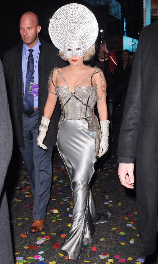 Lady GaGa Sparkled On New Year's Eve Wearing A Dress By Atelier Versace At Times Square, 2012
