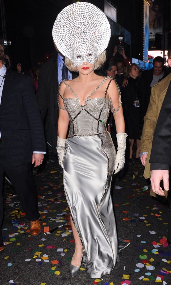 Lady GaGa Looked Super-Glam On New Year's Eve Wearing A Silver Atelier Versace Dress - One Of Her Best Looks Yet