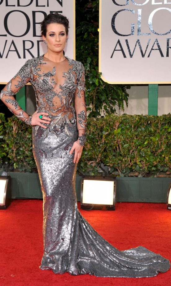 Lea Michele In Marchesa At The Golden Globes 2012