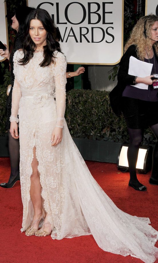 Jessica Biel In Elie Saab At The Golden Globes 2012