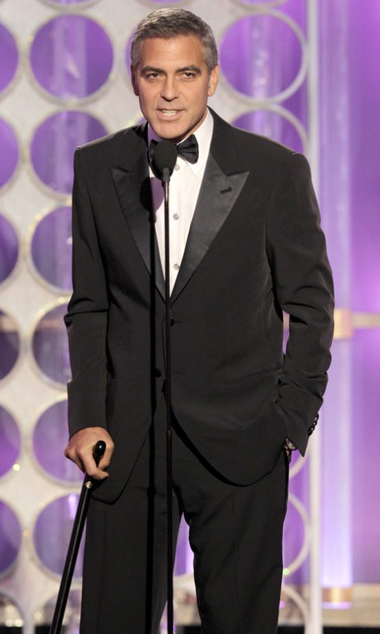 George Clooney Mocks Brad Pitt's Cane At The Golden Globes 2012