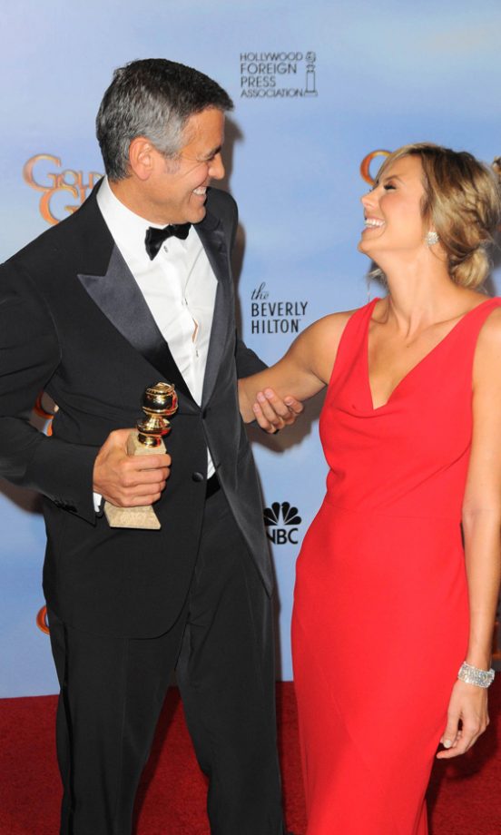 George Clooney Celebrates His Win With Stacy Keibler At The Golden Globes 2012