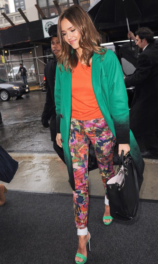 Jessica Alba Rocked Erdem Trousers In New York, 2012