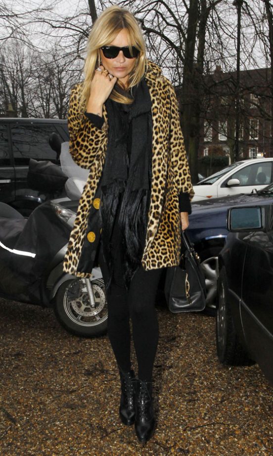 Kate Moss Worked Leopard Print Out And About In London, 2012