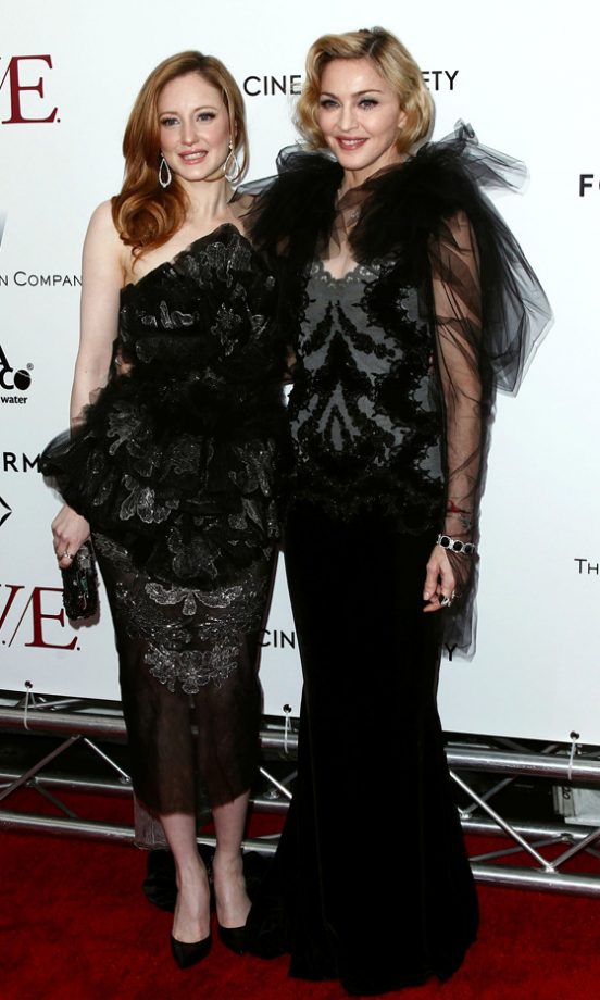 Andrea Riseborough And Madonna Both Chose Marchesa At The New York Premiere Of W.E, 2012