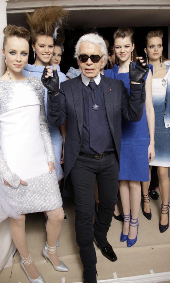 Karl Lagerfeld Backstage At The Chanel Haute Couture Fashion Show SS12