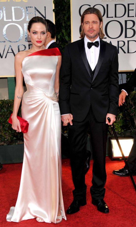 Angelina Jolie And Brad Pitt Arrive At The Golden Globes 2012