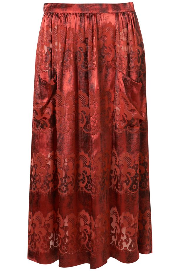 Topshop Premium Devore Floral Calf Skirt, £65
