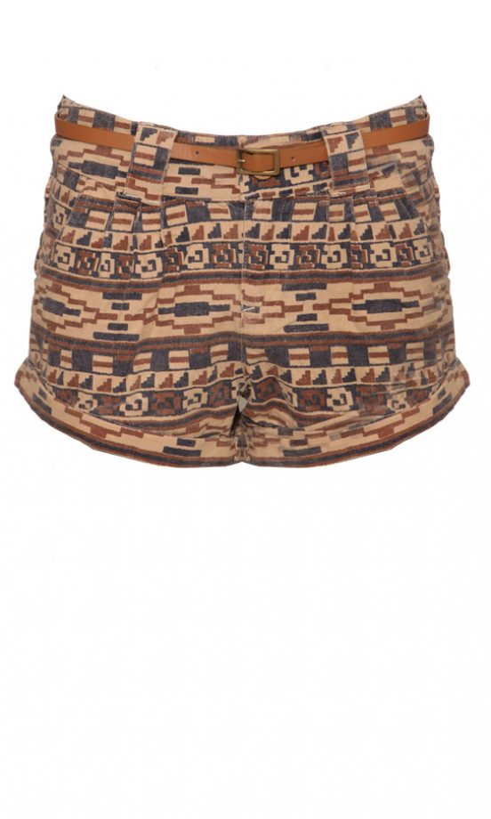 Owntherunway SS12 Aztec Print Belted Shorts