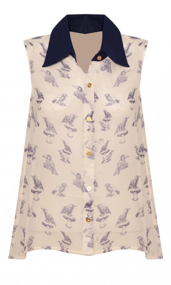 Owntherunway SS12 Bird Print Sleeveless Shirt