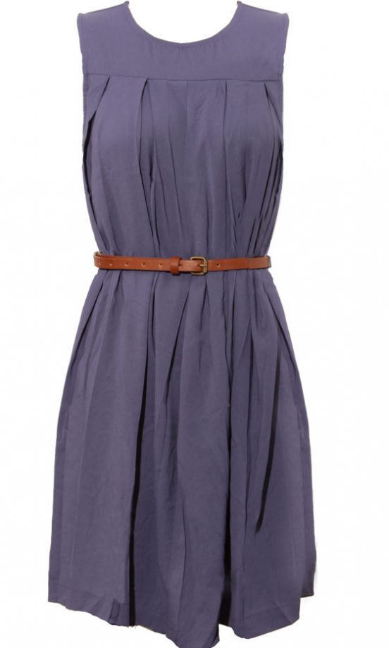 Owntherunway SS12 Blue Belted Pleat Dress